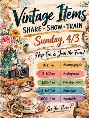 Vintage Share Show Train!!!! Sunday, April 19, 2026